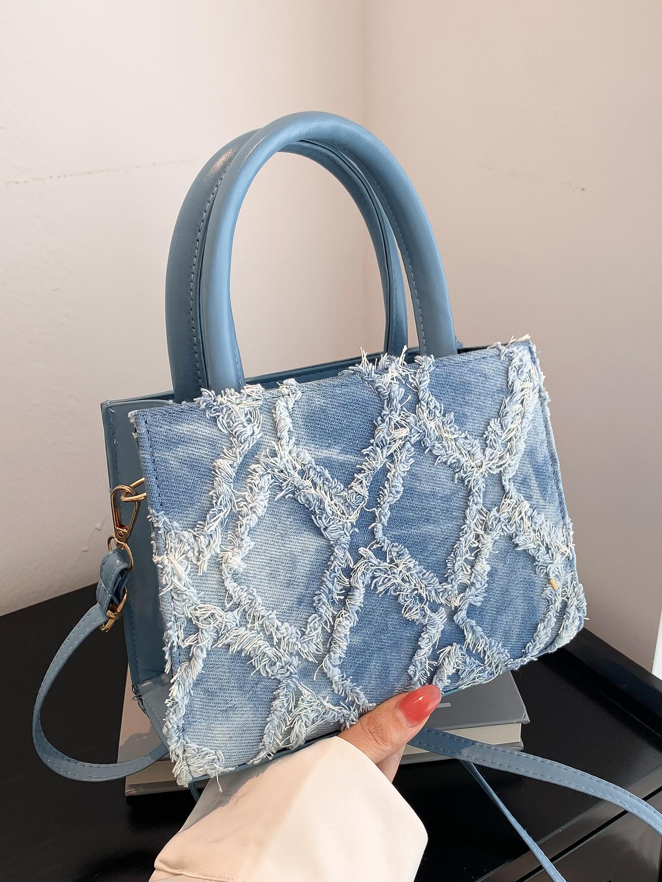 Tas Dames - Gestructureerde Tote met Franje Patroon en Schouderband | Chique