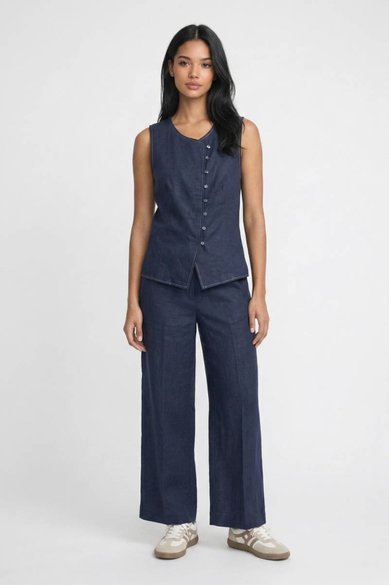 2-Delige Set Dames - Vest | Mouwloos Top met Wijde Broek
