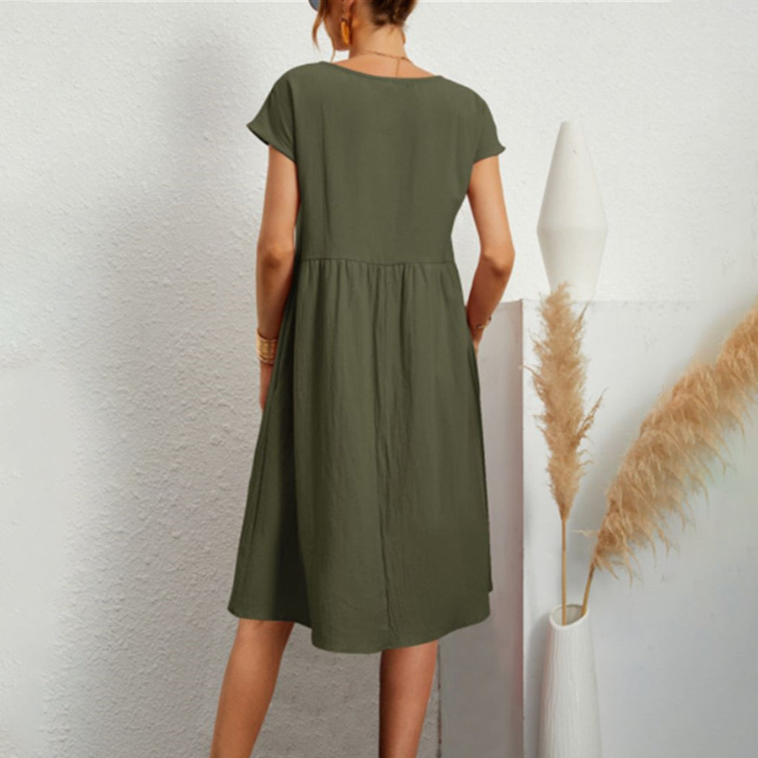 Jurk Dames - Korte Mouwen met Geplooide Taille | Zomer