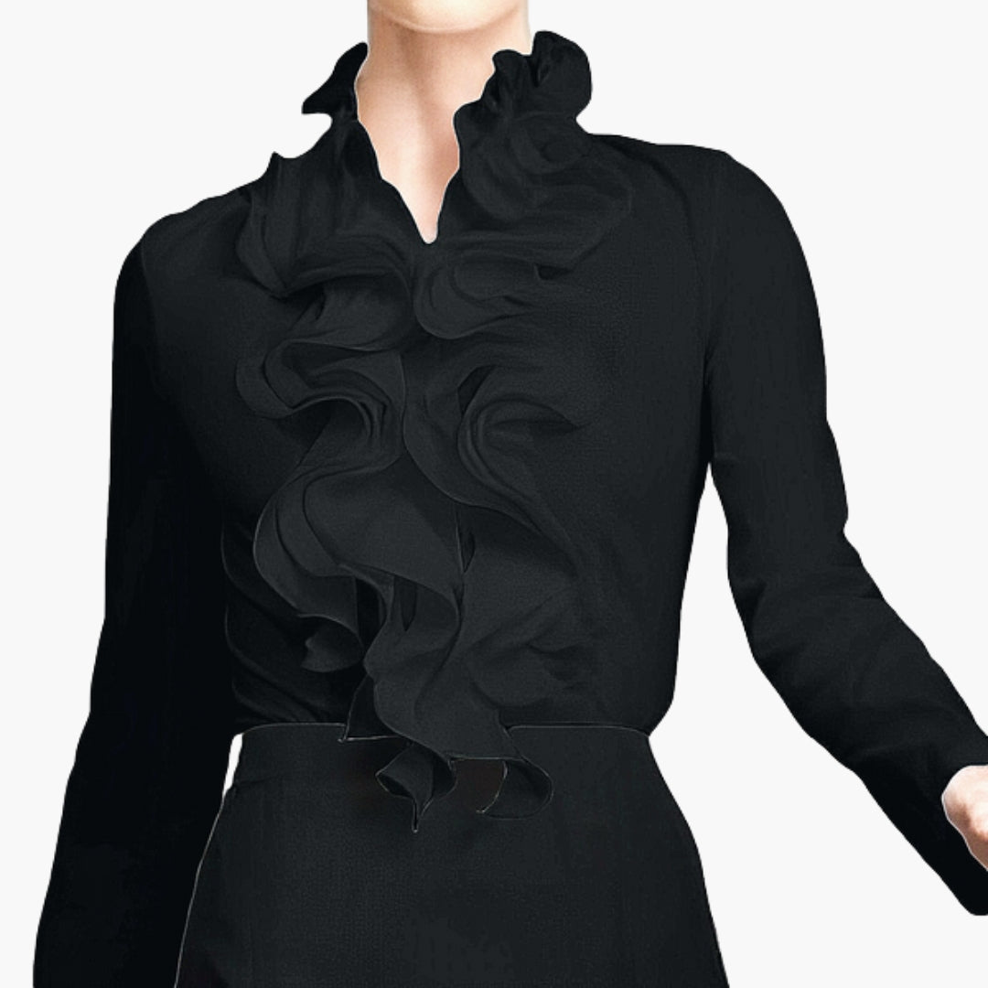 Blouse Dames - Lange Mouwen met Ruches Kraag | Elegant