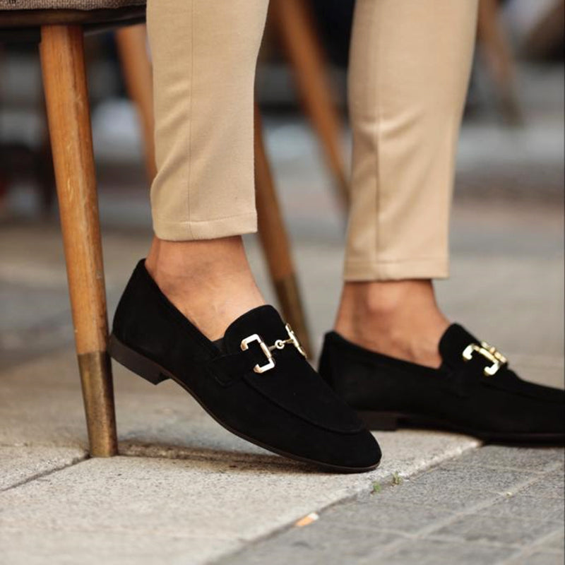 Bram - Elegante Heren Loafers met Gouden Gespdetail en Instapmodel