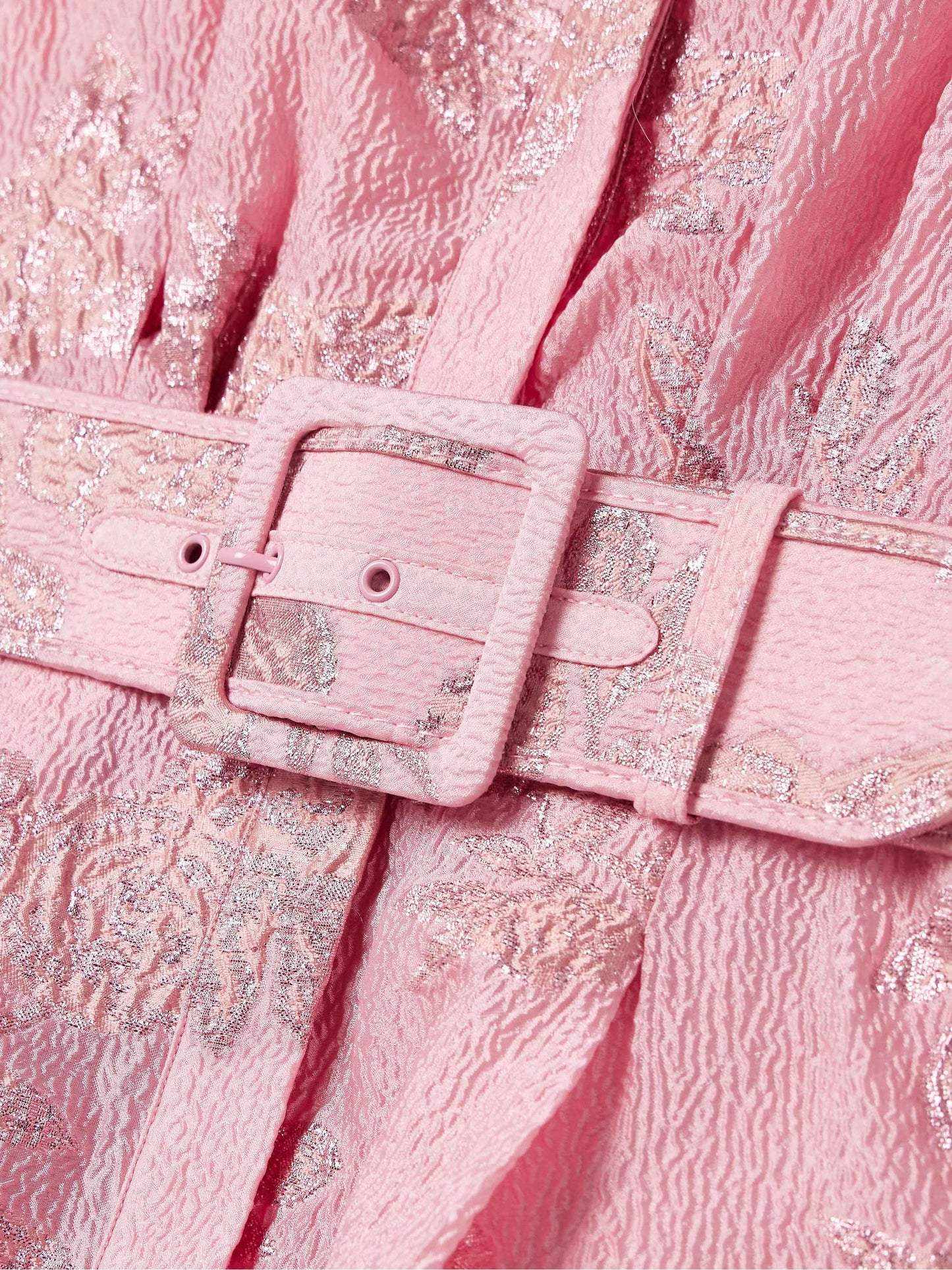 Fenna - Chique Bruiloft Gastenjurk Dames met Pofmouwen en Jacquardprint
