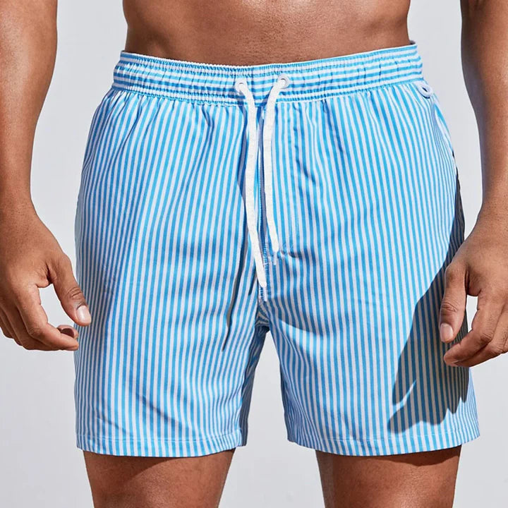 Finn - Casual Heren Zwembroek met Streepjesprint en Elastische Tailleband