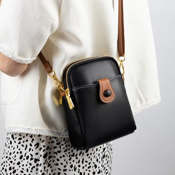 Tas Dames - Compacte Crossbody met Voorvak en Gouden Detail | Casual