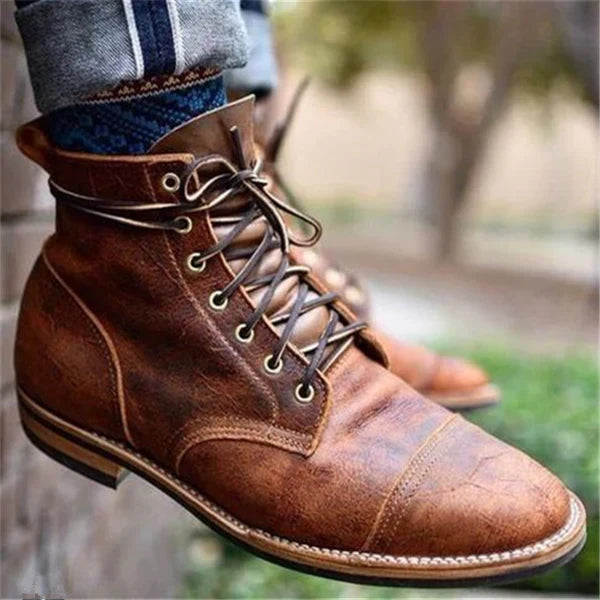 Schoenen Heren - Casual Enkellaarzen met Vetersluiting | Klassiek