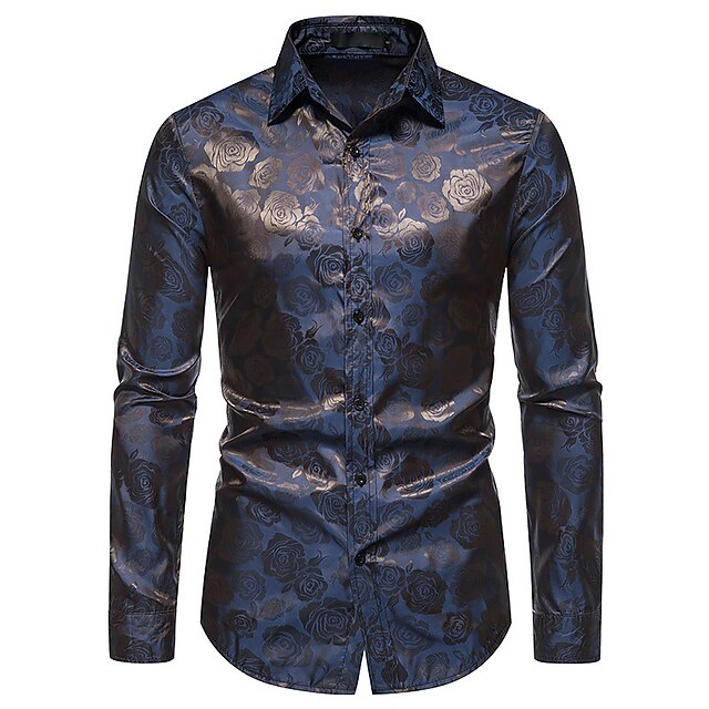 Overhemd Heren - Slim Fit met Rozenprint en Lange Mouwen | Trendy