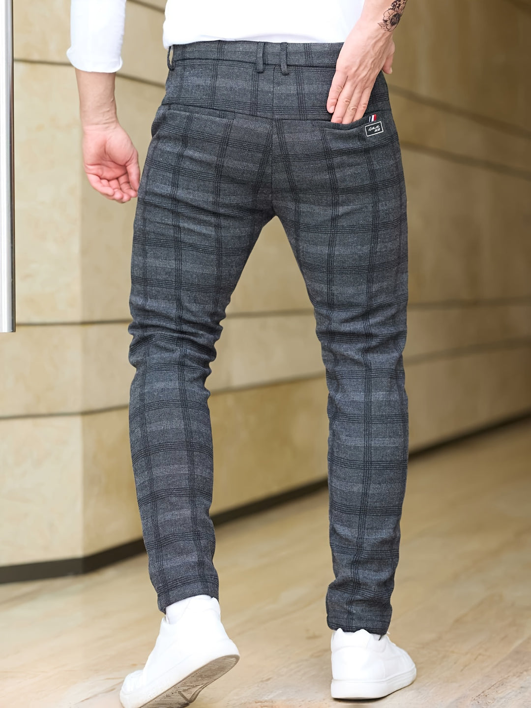 Pantalon Heren - Slim Fit Geruit Patroon met Zijzakken | Klassiek