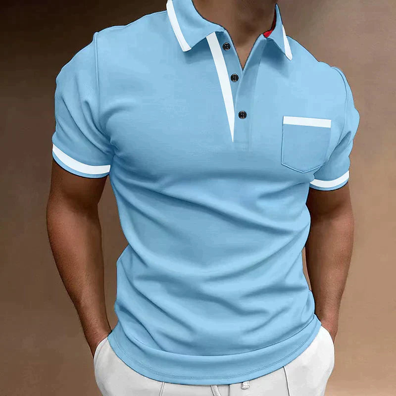 T Shirt Heren - Slim Fit Polo met Contrastbies en Borstzakje | Casual