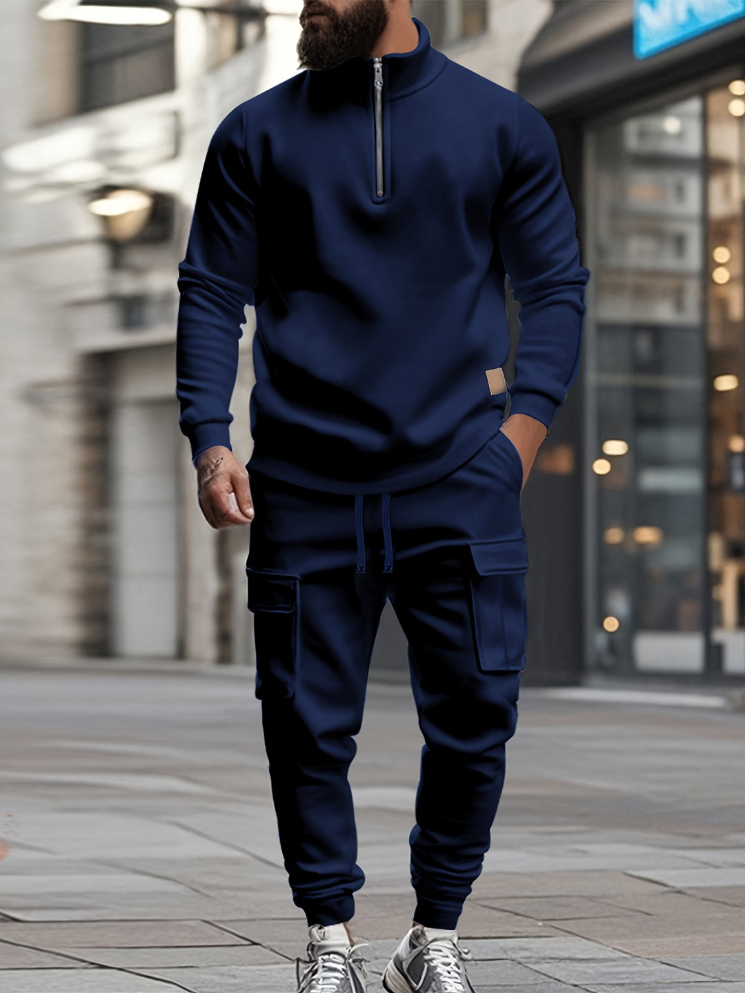 Set Heren - Half Zip Sweater met Cargo Joggingbroek | Co-ord