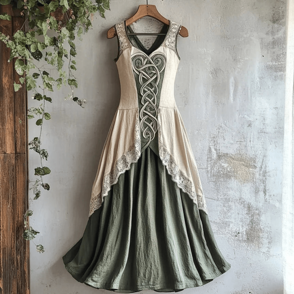 Iris - Vintage Maxi Jurk Dames met Borduursel en V-hals
