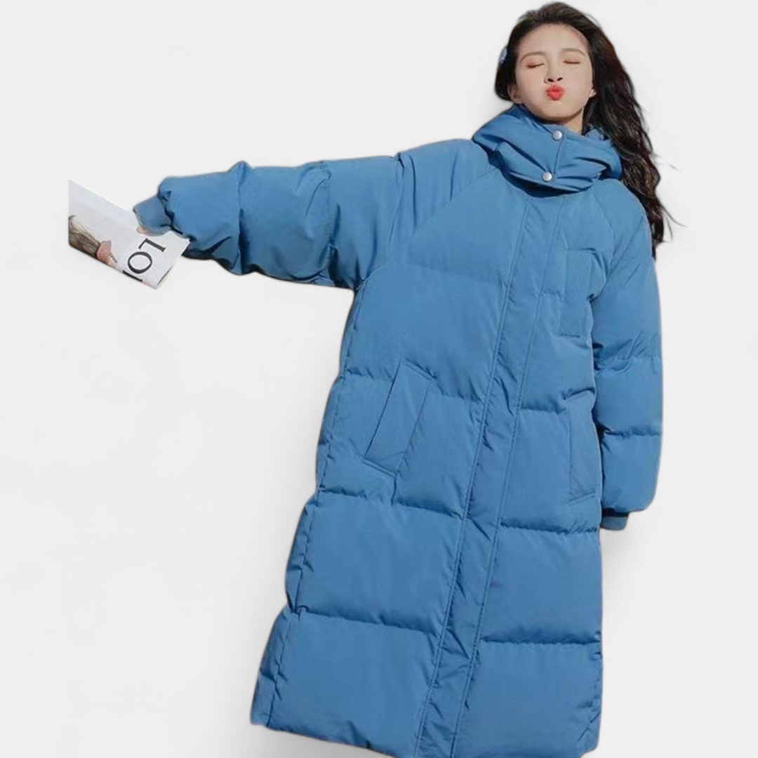 Julia - Dames Lange Winterjas Puffer Oversized met Capuchon en Zakken