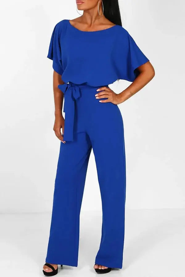 Jumpsuit Dames - Wijde Pijpen met Strikceintuur | Elegant