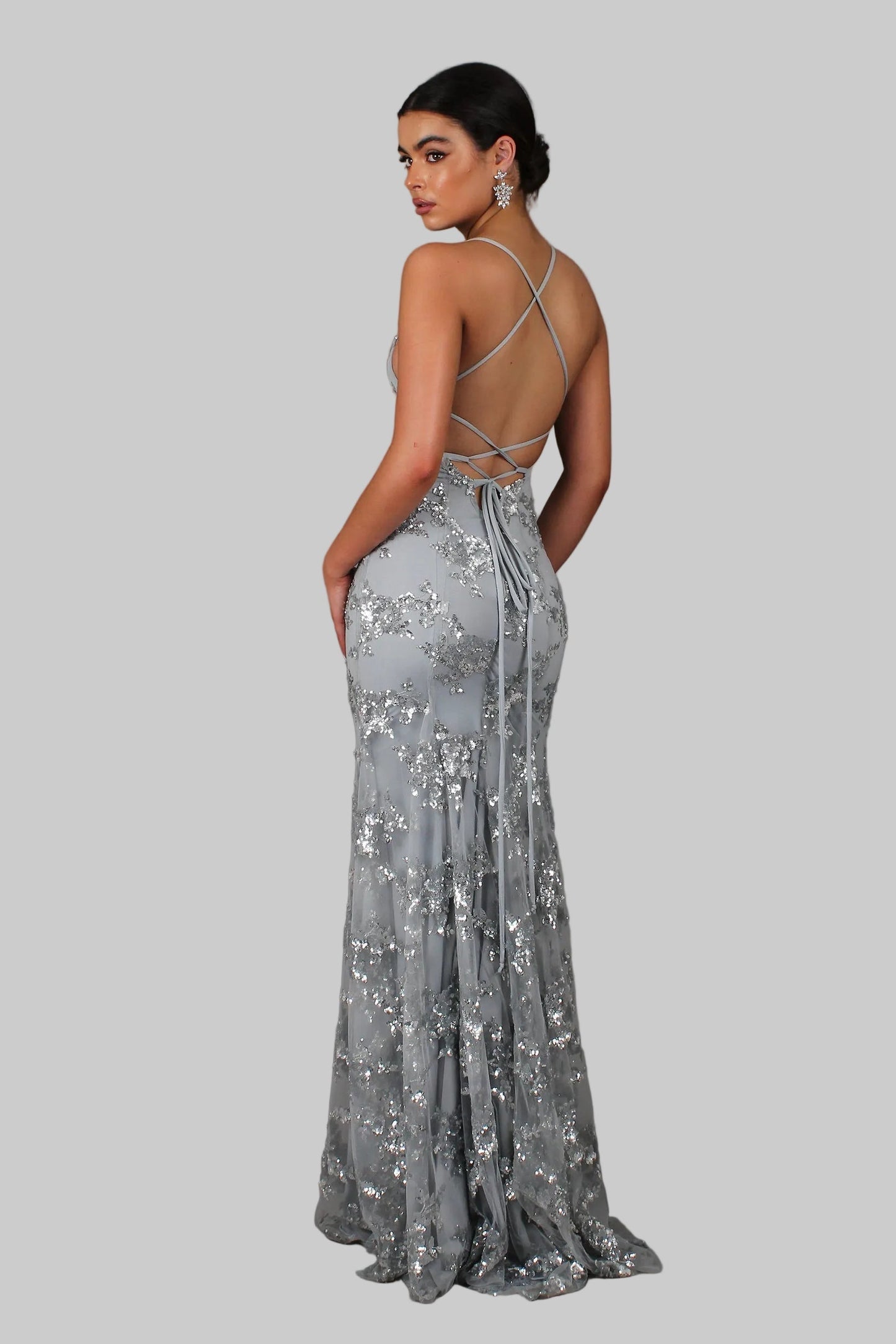Lara - Elegante Bruiloft Gastenjurk Dames met Diepe V-hals en Pailletten