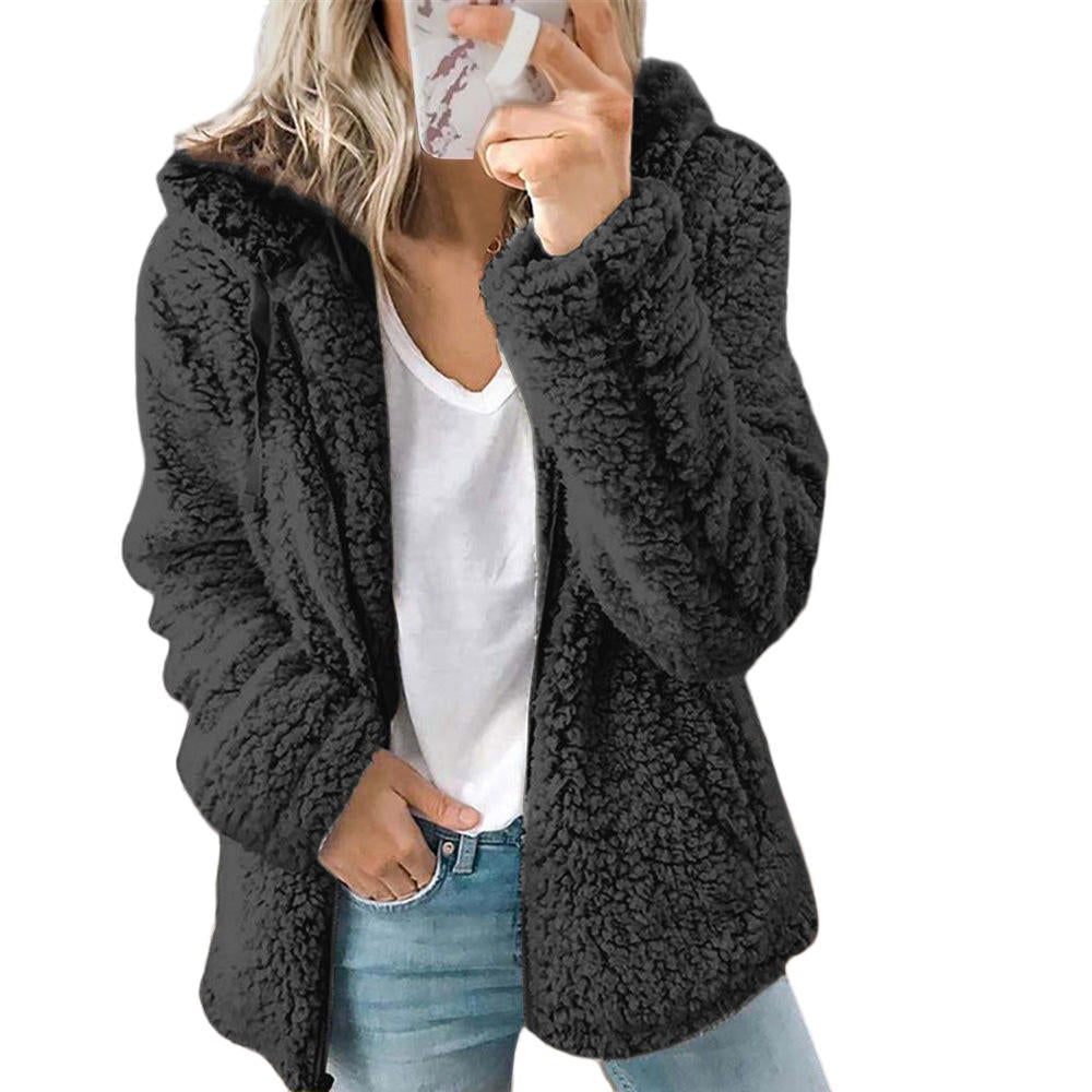 Lieke - Dames Teddy Jas met Capuchon Ritssluiting en Steekzakken Herfst