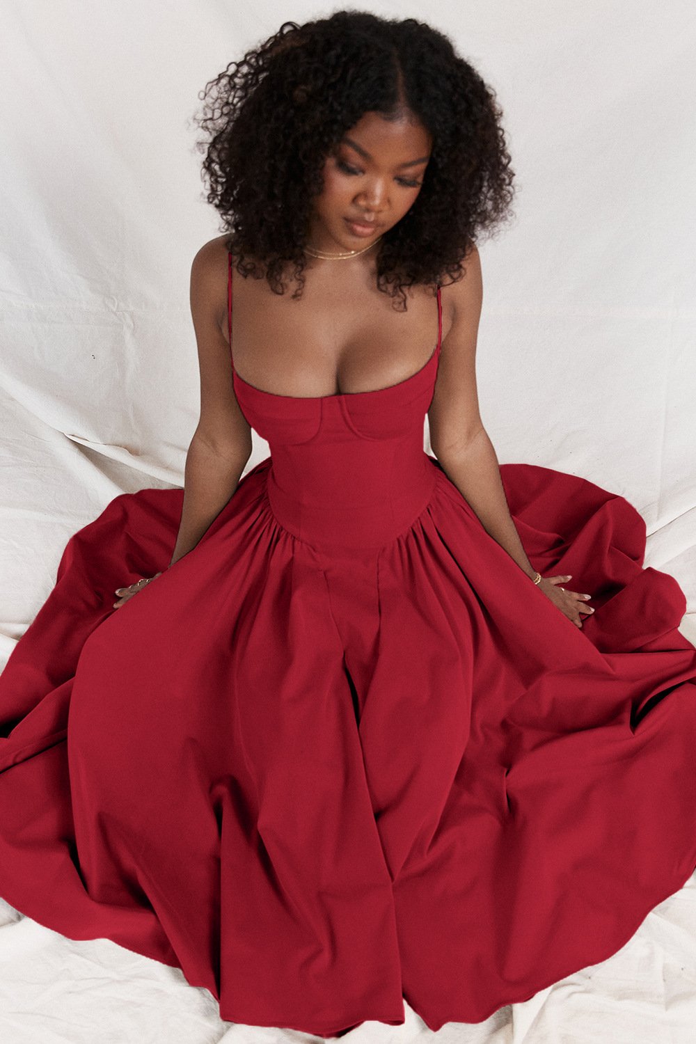 Lien - Romantische Bruiloft Gastenjurk Dames met Bustier en Volumineuze Midi Rok