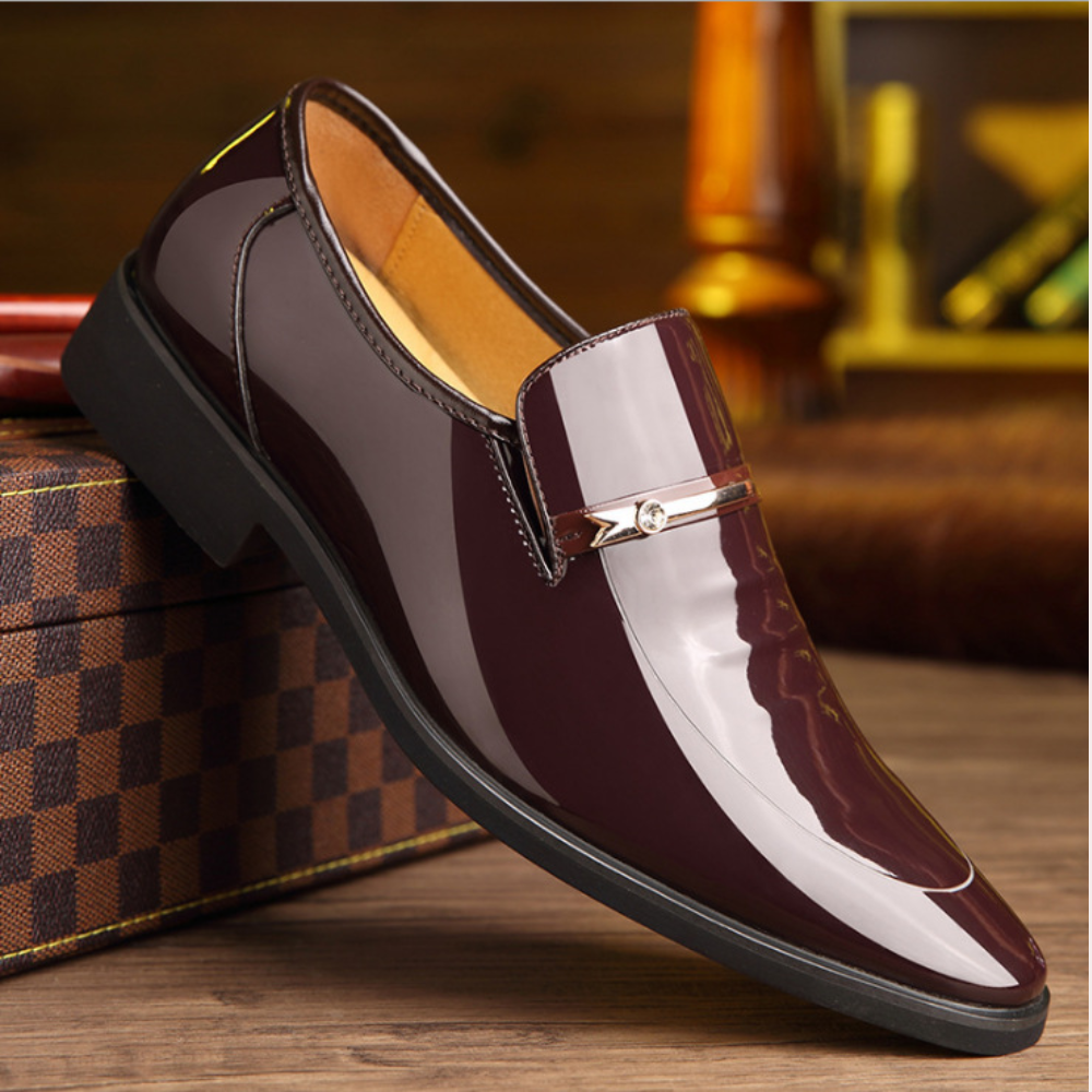 Loafers Heren - Glanzende Instapper met Gouden Detail | Elegant
