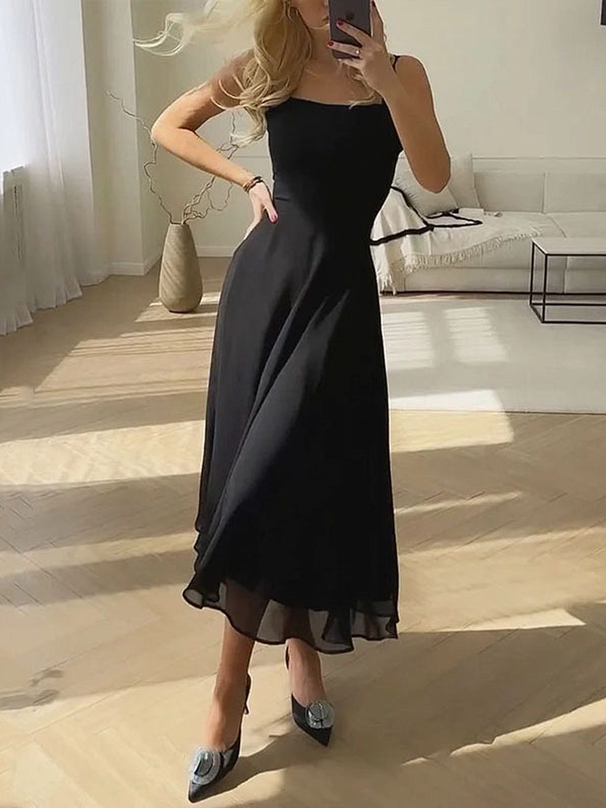 Midi Jurk Dames - Strakke Top met Uitlopende Rok | Elegant Bruiloft