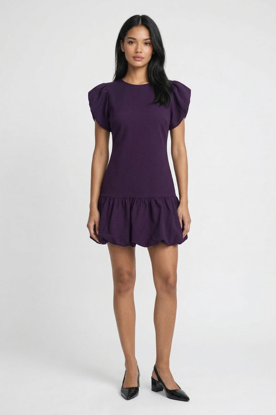 Mini Jurk Dames - Getailleerd Korte Mouwen met Ballonzoom