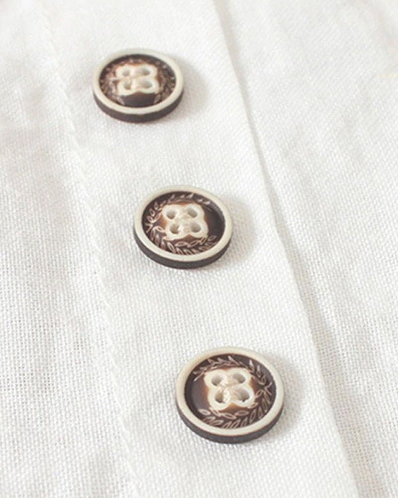 Noor - Boho Linnen Top Dames met Knopendetail en Ronde Hals