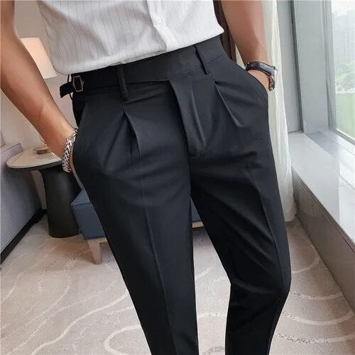 Pantalon Heren - Slim Fit Enkellang met Plooi en Riem | Chique