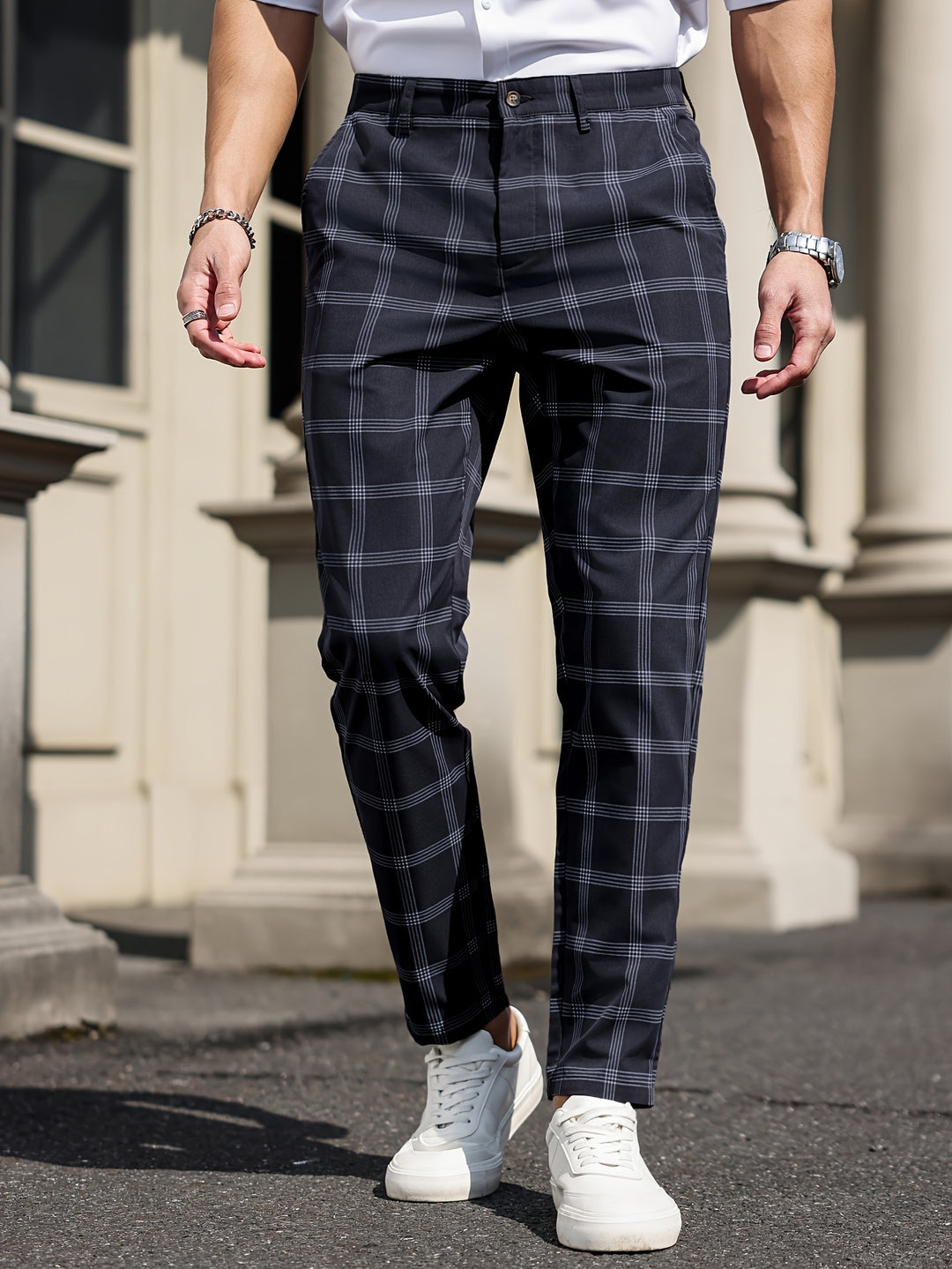 Pantalon Heren - Slim Fit Geruit Patroon met Rechte Pijp | Chique