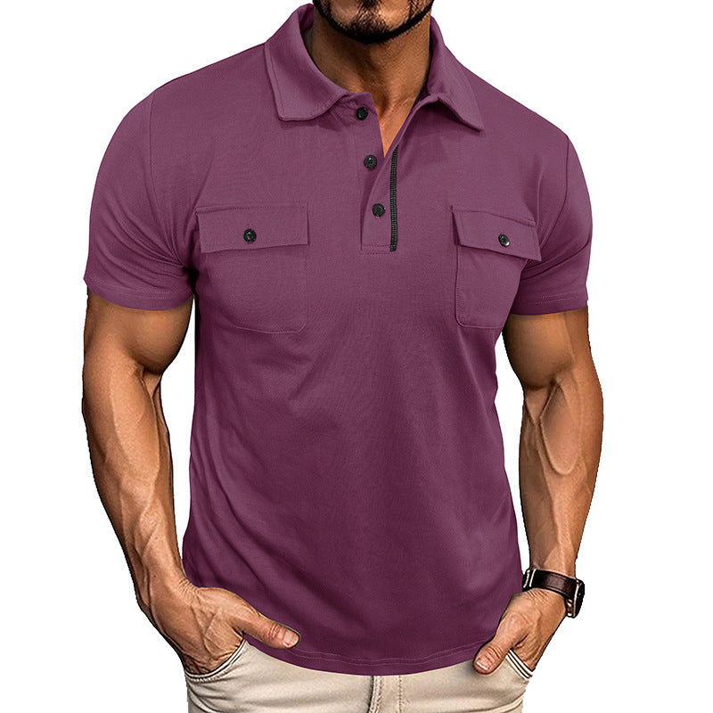 T Shirt Heren - Strak Poloshirt met Kraag en Borstzakken | Casual