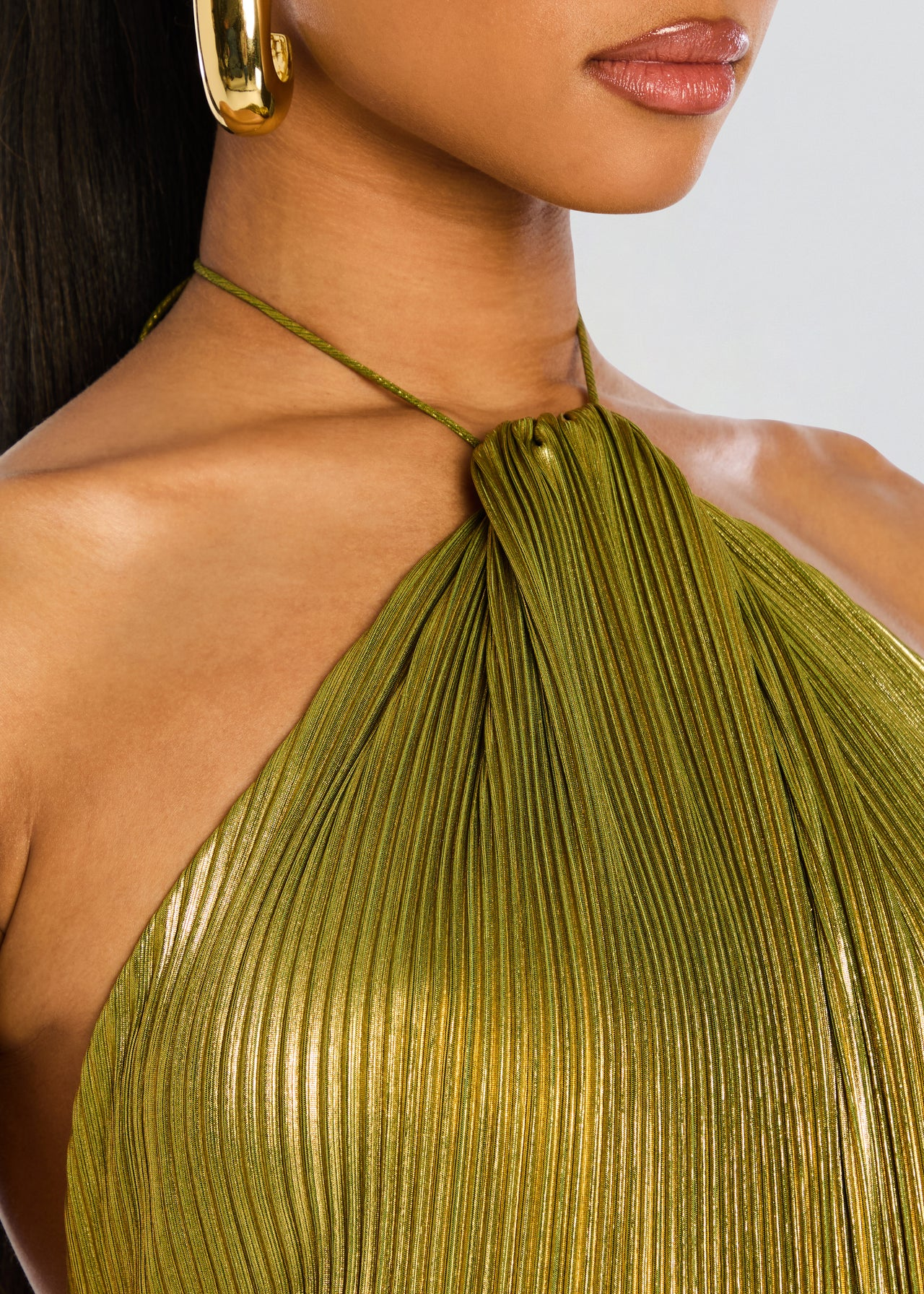 Roos - Feestelijke Bruiloft Gastenjurk Dames met Halternek en Metallic Glans