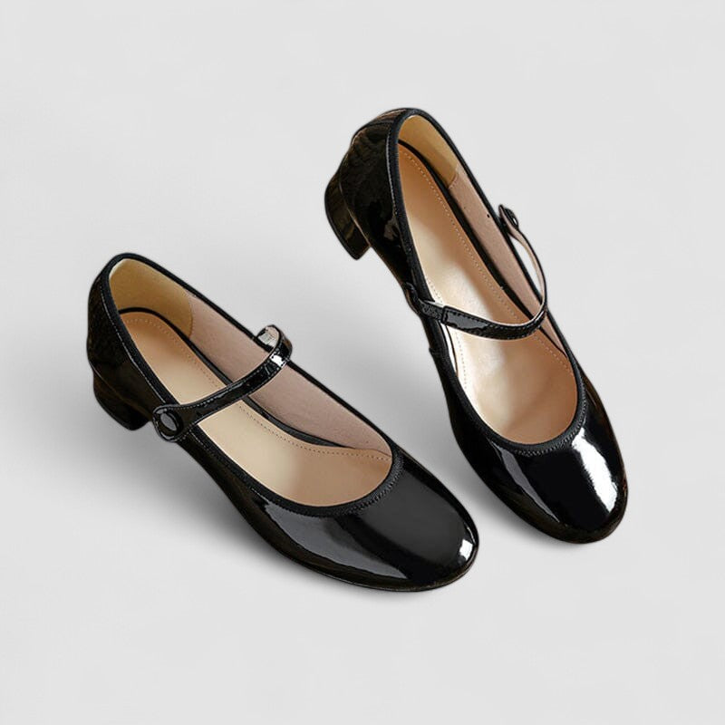 Roos - Feestelijke Orthopedische Mary Jane Schoenen Dames met Glanzende Afwerking en Blokhak