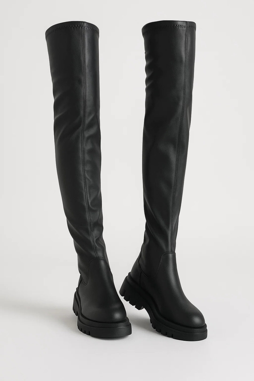 Roos - Stoere Hoge Laarzen Dames met Dikke Zool en Overknee Model