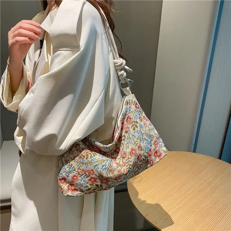 Schoudertas Dames - Gewatteerde Tas met Bloemenprint | Casual