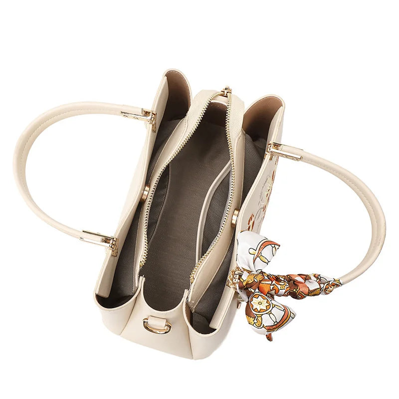 Tas Dames - Elegante Handtas met Borduurwerk en Sjaal | Chique