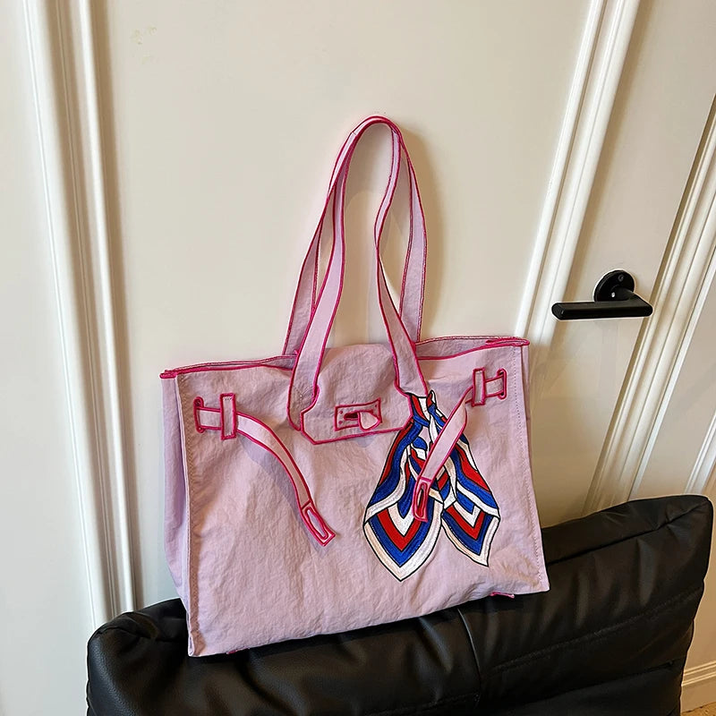 Shopper Dames - Grote Tote Bag met Gespelement en Sjaal | Chique