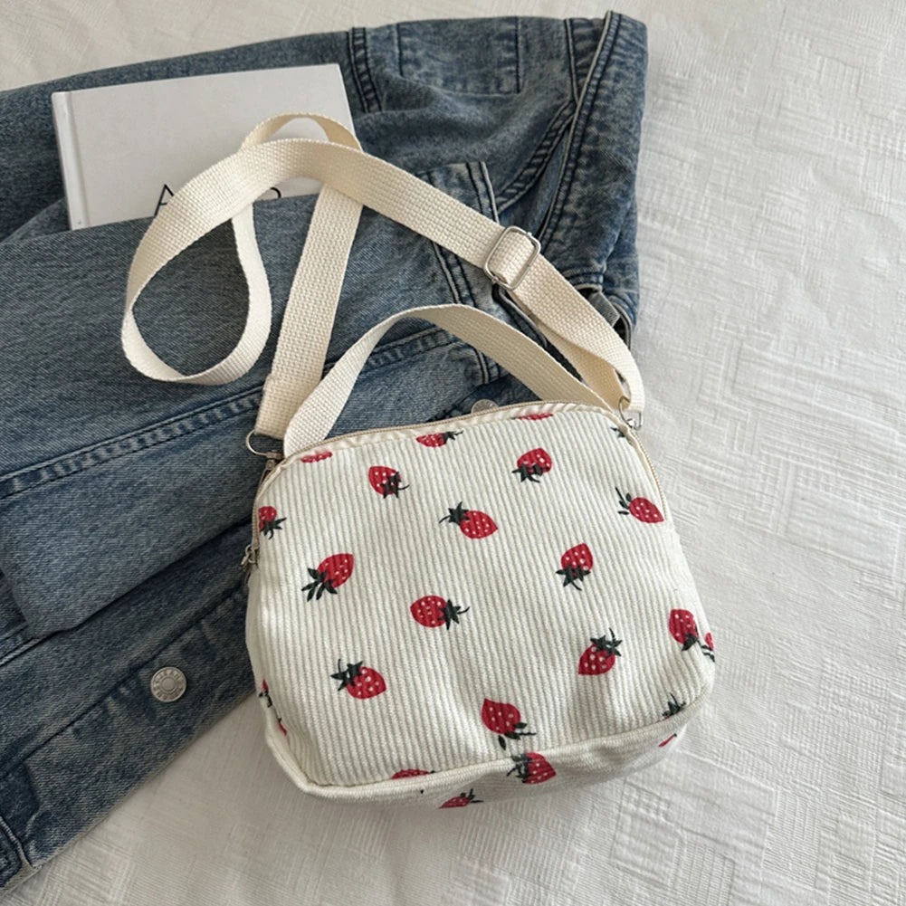 Schoudertas Dames - Compacte Tas met Aardbeienprint | Casual