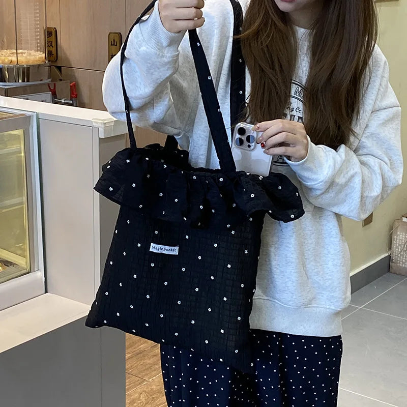 Tas Dames - Ruime Shopper met Stippenprint en Strik | Casual