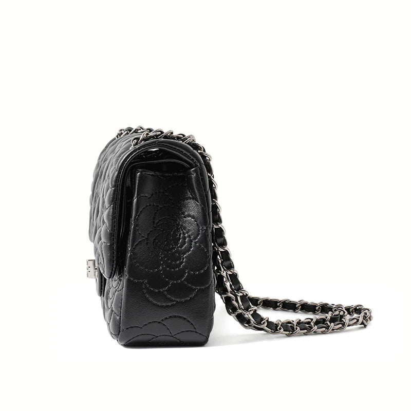 Tas Dames - Chique Schoudertas met Ketting en Rozenreliëf | Elegant