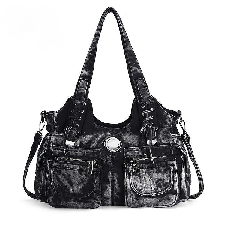 Tas Dames - Schoudertas met Voorvakken en Zilveren Hardware | Casual