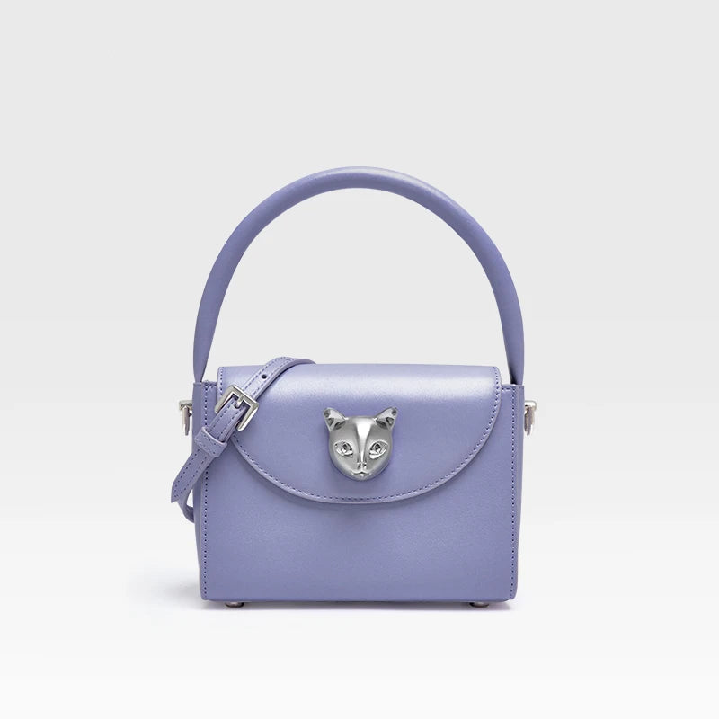 Tas Dames - Mini Handtas met Kattenornament en Flapdetail | Speels