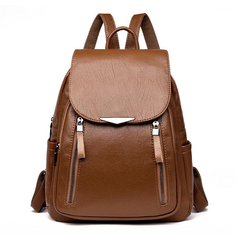 Tas Dames - Stijlvolle Rugzak met Klepje en Dubbele Frontrits | Casual Chique