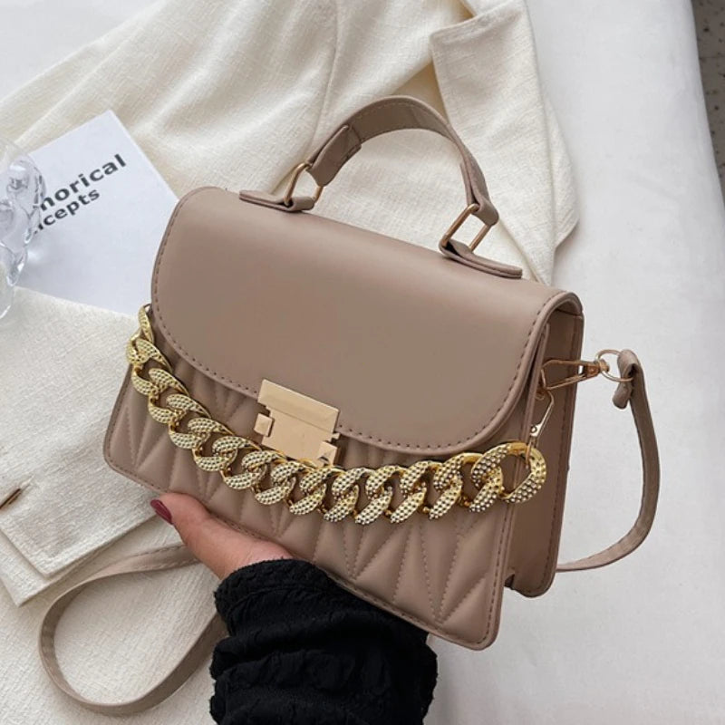 Tas Dames - Handtas met Dikke Gouden Ketting en Klep | Chique