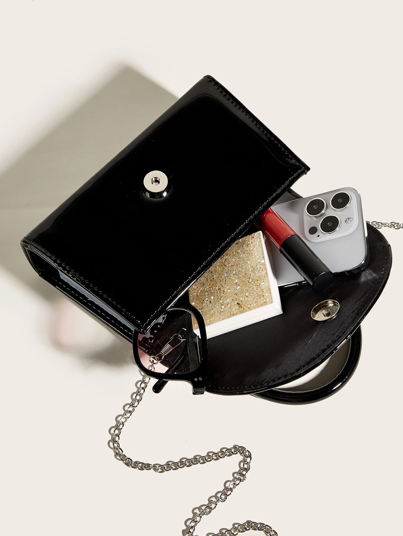 Tas Dames - Glanzende Handtas met Strik en Hengsel | Elegant