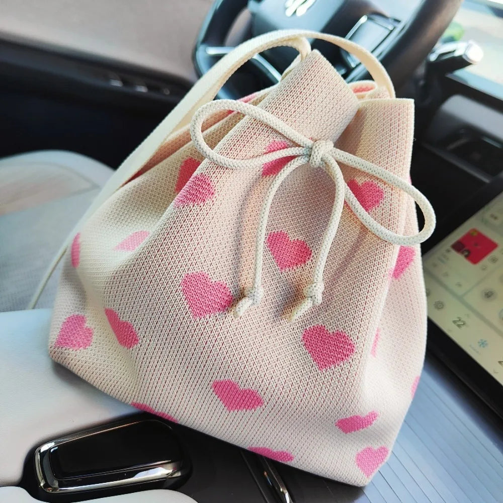 Tas Dames - Gevlochten Bucket Bag met Stippenprint | Zomer
