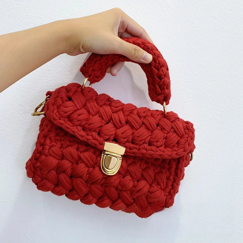 Tas Dames - Gevlochten Mini Handtas met Ketting | Chique