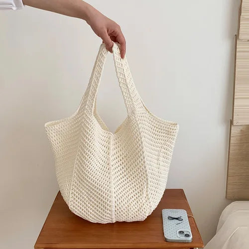 Tas Dames - Grote Gehaakte Shopper met Open Vlechtstructuur | Boho