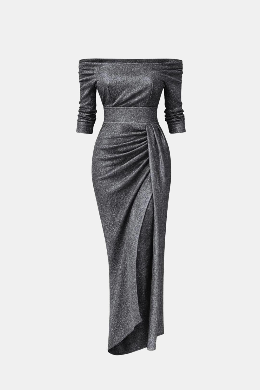Saar - Elegante Galajurk Dames met Off-Shoulder en Gedrapeerde Split