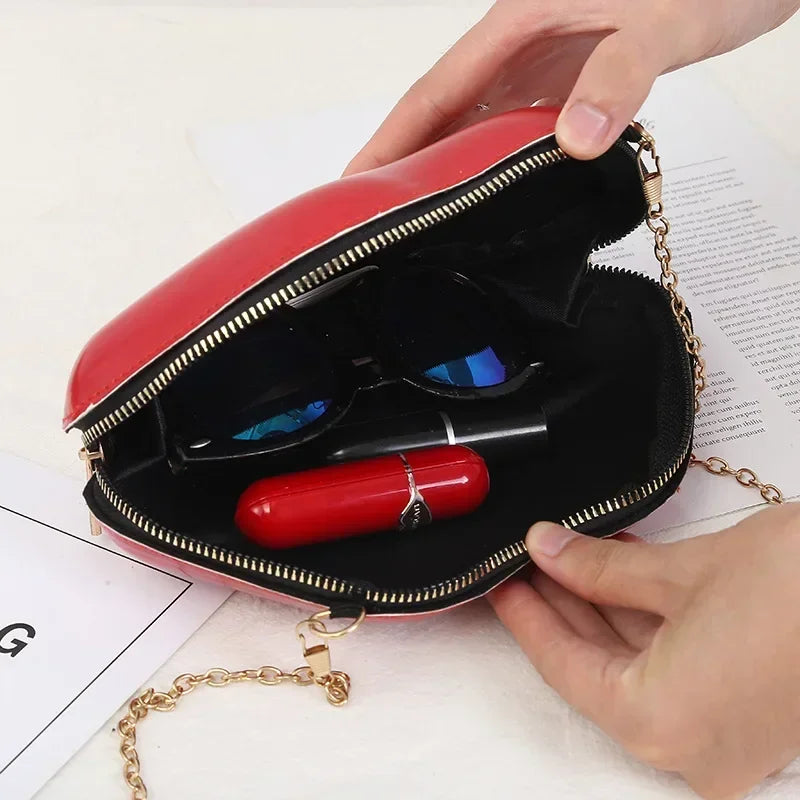 Tas Dames - Lippen Clutch met Gouden Ketting | Opvallend