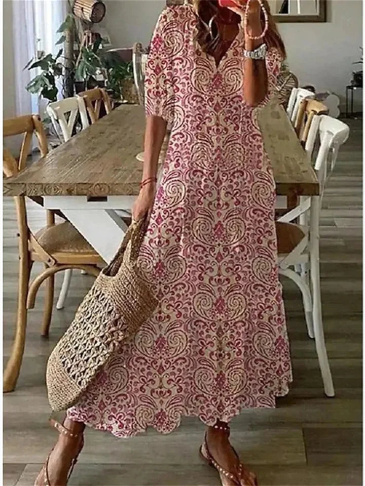 Sanne - Boho Zomerjurk Dames met V-hals en Kwastjesdetail