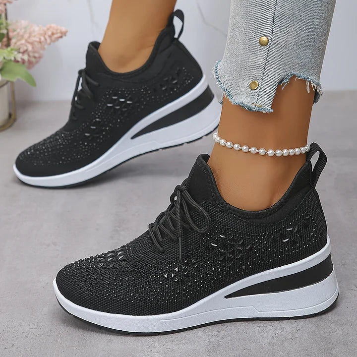 Roos - Dames Sneakers Herfst Orthopedisch met Instapveters en Siersteentjes