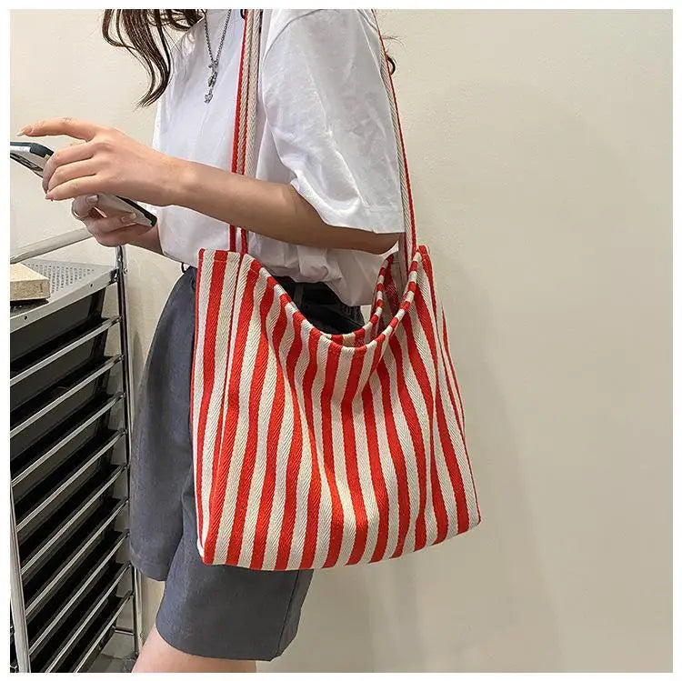 Shopper Dames - Grote Tote Bag met Streepjesprint | Casual