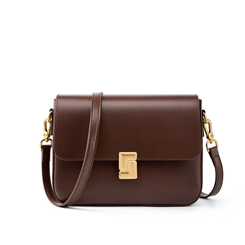 Tas Dames - Gestructureerde Flap Tas met Gouden Slot | Klassiek