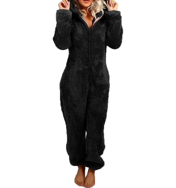 Sterre - Dames Pyjama Jumpsuit Pluizig met Fleecevoering en Capuchon